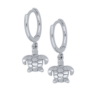Boucles d'oreilles tortue marine en argent sterling S925 avec pendentif océan détaillé