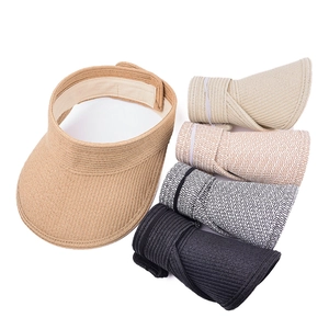 Foldable straw sun visor hat for women available in five stylish mixed summer colors