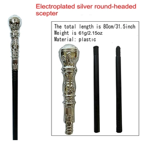Silver round head scepter detail showing the 80cm assembled length and disassembled parts