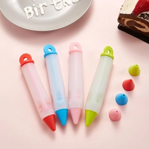 Silicone Plastic Cake Piping Pen With Interchangeable Nozzles For DIY Baking Chocolate Cream Writing Cookie Decorating