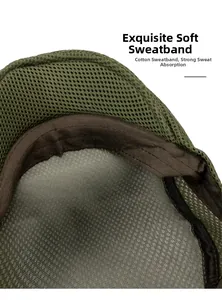 Detail of mesh fabric and cotton sweatband on breathable outdoor ivy cap
