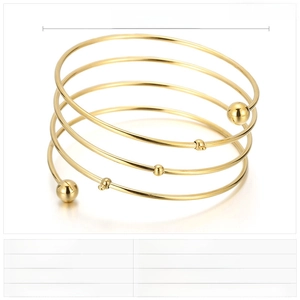 Detailed size chart for the multi-layer 18K gold plated stainless steel spiral bangle