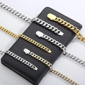 Polished titanium steel Cuban link bracelets in gold and silver finish with square clasps
