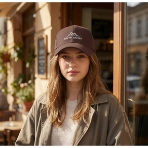 Detailed embroidery of YOUTH DAYOFF on a high-quality brown cotton baseball cap