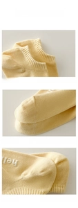 Detail view of elastic cuff, reinforced toe, and 3D heel of the cotton blend socks