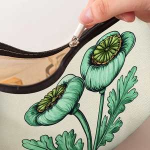 Trousse de toilette en toile à imprimé floral vintage avec fermeture éclair argentée