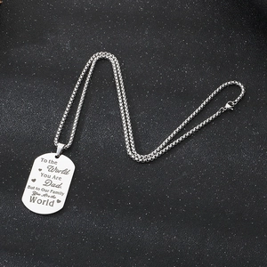 Titanium steel dog tag necklace for Dad with laser engraved sentimental quote