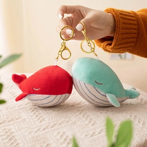 Cute Whale Plush Keychain Toy Soft Velvet Ocean Animal Doll Pendant For Bag Hanging Gift