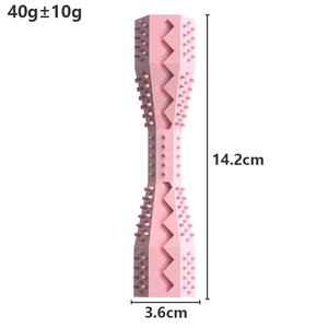 Pink hexagonal pet chew toy for dogs with dimensions 14.2cm height and 3.6cm base