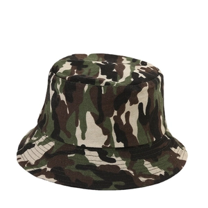 Classic jungle camouflage cotton canvas bucket hat for sun protection with a wide brim