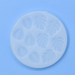Light blue circular silicone leaf mold with various textures for cake and fondant DIY