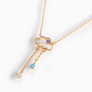 Elegant 18K gold plated cloud necklace featuring colorful crystal droplets and tassels