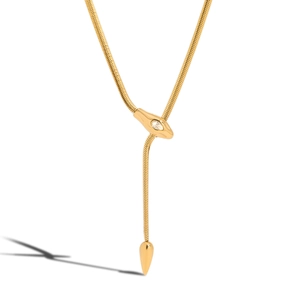 Elegant gold-plated snake necklace with sparkling zircon eyes and sleek snake bone chain