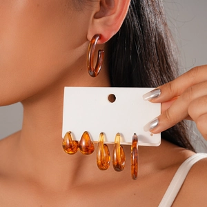 Maillard Vintage Acrylic Resin Earrings Collection For Women Silver Post Brown Teardrop Round Geometric Stud Earring Assorted