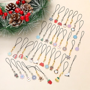 Detailed set of Christmas phone charms featuring colorful Santa and Reindeer pendants