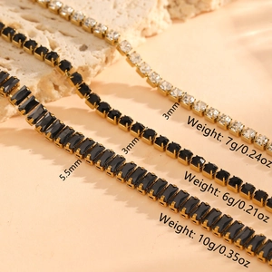 18K gold plated titanium steel tennis bracelet with square black and white diamonds
