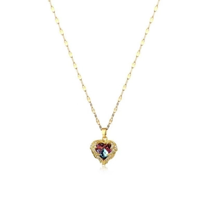 Fashion 18k gold plated titanium steel heart necklace with gradient crystal pendant