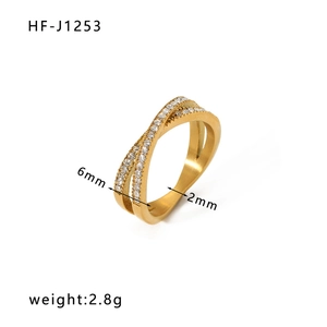 Detailed dimensions of gold irregular zircon ring with 6mm width and 2.8g weight