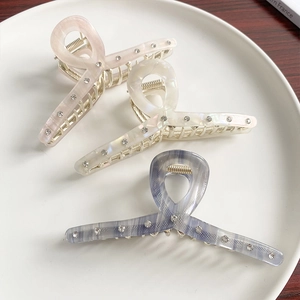 Large Acetate Hair Claw Clip Rhinestone Marbling Artificial Pearl Shark Clips Strong Hold Non-Slip Elegant Hair Accessory For Women