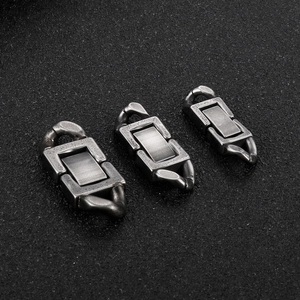 Trois fermoirs rectangulaires en acier inoxydable gris antique pour bijoux de mode