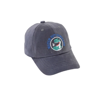 Berretto da baseball grigio scuro per bambini con dinosauro ricamato e visiera