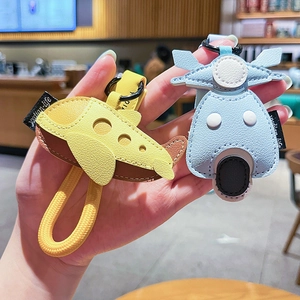 Cartoon Vehicle Leather Keychain Airplane Bus Motorcycle Bag Charm With Woven Strap