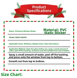 Carte d'instructions pour stickers de Noël statiques en PVC avec bonhommes de neige et sucres d'orge