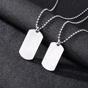 Dog Tag Necklace Stainless Steel Polished Mirror Finish Military Style Pendant With Ball Chain For Men