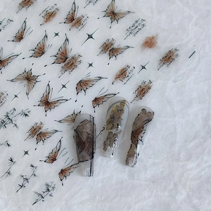Japanese butterfly and bamboo nail art stickers with matte professional finish