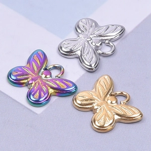 DIY butterfly pendants in gold, silver, and rainbow stainless steel for necklaces