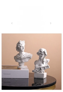 Detail of David and Lyre lady Greek resin bust statues for home decor art