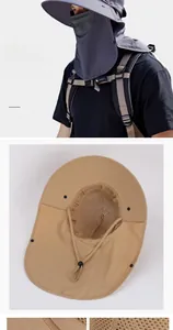 Detail eines Outdoor-Sonnenhuts mit atmungsaktivem Mesh-Oberteil und langem Nackenschutz