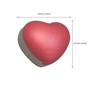 Detailed size chart showing pink heart lipstick case with 4.8cm width and 4.1cm height