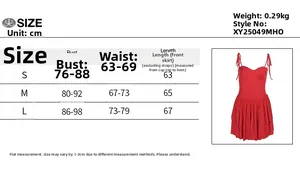 Tableau des tailles pour robe d'été sexy détaillant buste, taille et longueur en centimètres