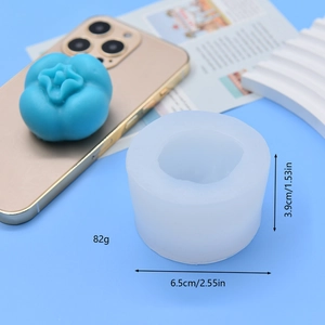 Persimmon shaped silicone candle mold for DIY crafts with size and weight dimensions