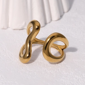 Minimalist 18k gold plated stainless steel open ring with a sleek streamlined design