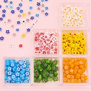 Glass Millefiori Flower Beads Flat Plum Blossom Loose Beads For Handmade DIY Bracelet Necklace Accessories Colorful Lampwork