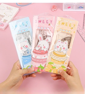 Detail of 20cm cartoon ruler set featuring cute bear and rabbit illustrations for school