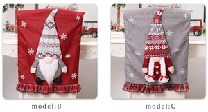 Christmas chair covers featuring gray beard gnome and white braid dwarf models B and C