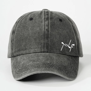 Casquette de golf vintage gris foncé en coton délavé avec broderie de texte créative