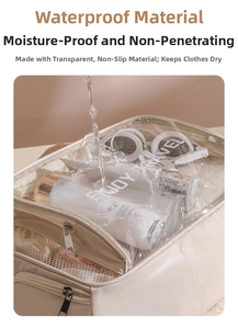Waterproof PU leather toiletry bag detail showing water-resistant TPU material and surface