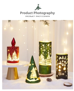 Detailed view of warm LED Christmas lanterns with festive reindeer and snowflake cutouts