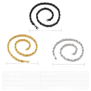 Trois couleurs de colliers à maillons en acier inoxydable de 7mm, taille 500mm et 48g