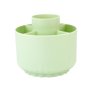 Rotating matcha green desk organizer with multiple compartments for pens and makeup brushes