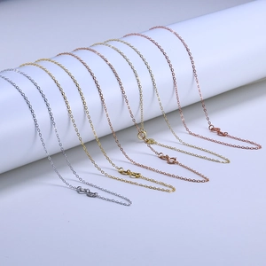 Detailed comparison of thin sterling silver chains in silver, gold, and rose gold finishes