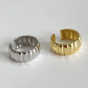 Bagues minimalistes en argent sterling 925 doré et argenté avec texture engrenage
