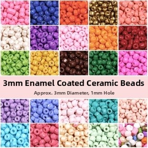 Macro detail of 3mm colorful ceramic glass seed beads for DIY jewelry making