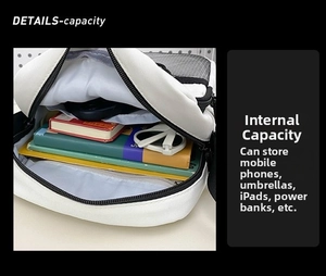 Detailed internal view showing the large storage capacity of this white crossbody bag