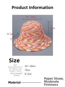 Detailed chart showing paper straw sun hat dimensions with 8.5cm brim and 10cm depth