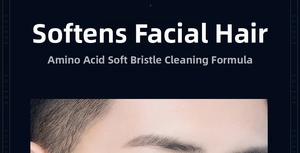 Macro detail of amino acid shaving cream formula designed for softening coarse facial hair